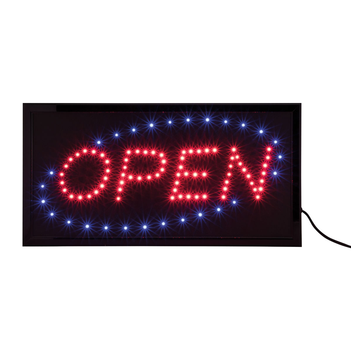 Insegna LED Open - Illuminazione LED RGB con diversi programmi - Adattatore 220 V AC - Cavo da 130 cm Securit; 1.5x47.5x23.5 cm (LxLxH); nero