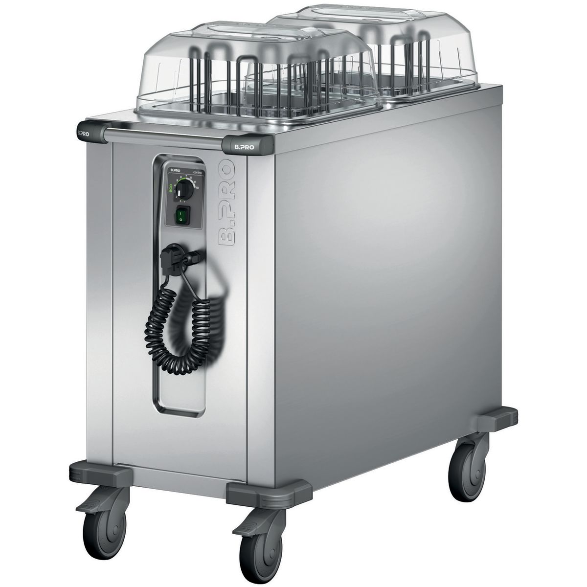 B.PRO 160 Stück Tellerspender, inkl. Abdeckhaube aus PC 107.6x52x103 cm (LxBxH); grau
