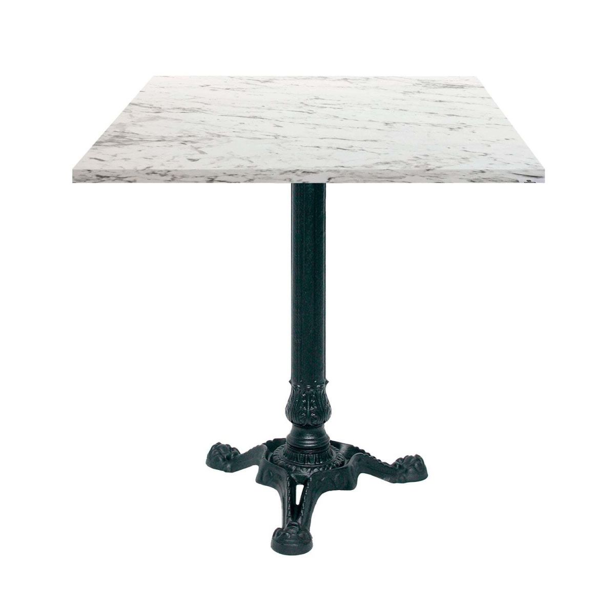 RestooTab Tisch Bistrot quadratisch - Dekor Stein & Holz 70x70x75 cm (LxBxH); weiß/steingrau/marmoriert; Gestell schwarz; quadratisch