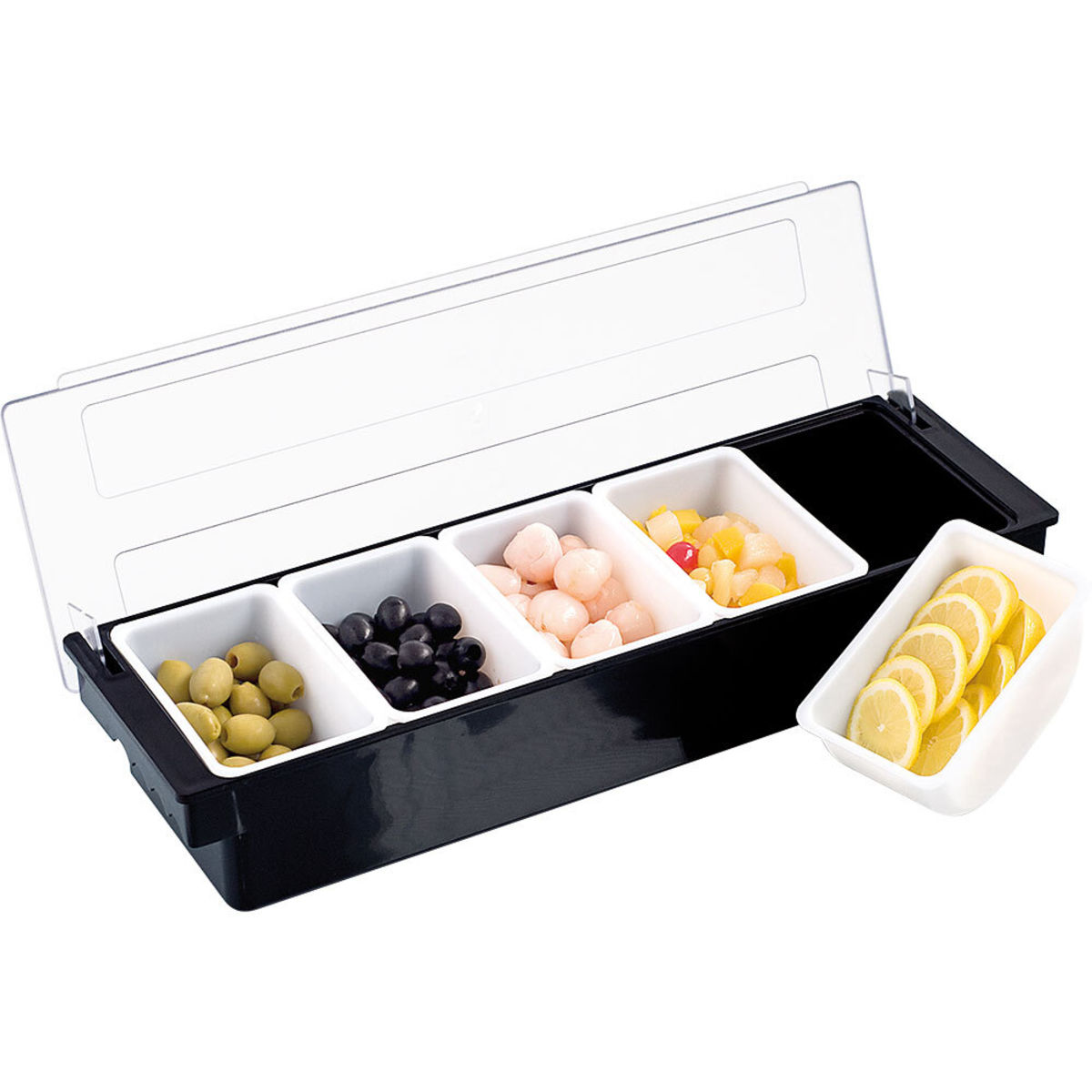 Stalgast Zutatenbehälter 50x9 cm (BxH); schwarz/transparent/weiß