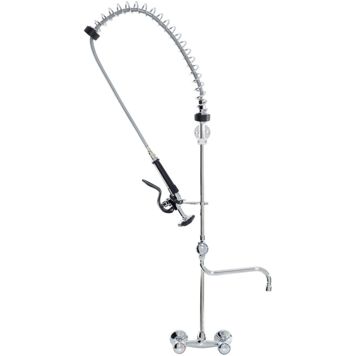 Stalgast Geschirrbrause mit Mischbatterie, Zweiloch-Wandmontage, mit Wasserhahn, zwei Mischventile silber