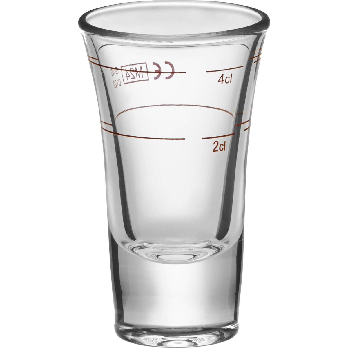 van Well Stamper Dublino 2cl Rotring 40 ml, 5x9.5 cm (ØxH); transparent; konisch; 2 cl & 4 cl Eichstrich, 12 Stück / Pack