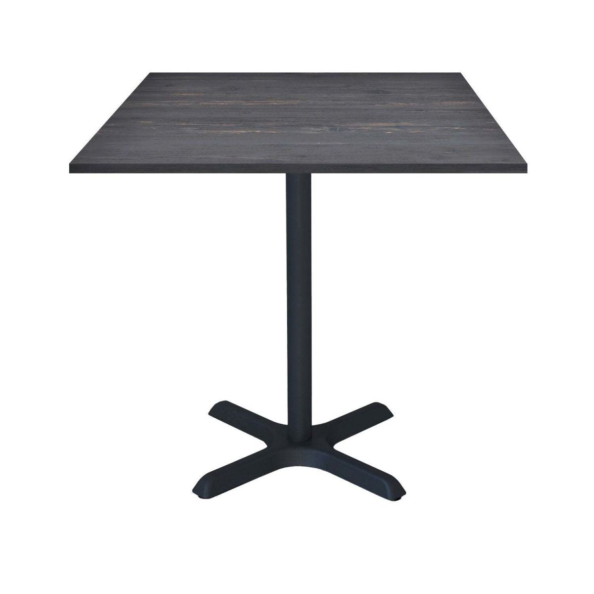 RestooTab Tisch Dina quadratisch - Dekor Holz & Uni 70x70x74 cm (LxBxH); Platte pinie grau/dunkelgrau, Gestell schwarz; quadratisch
