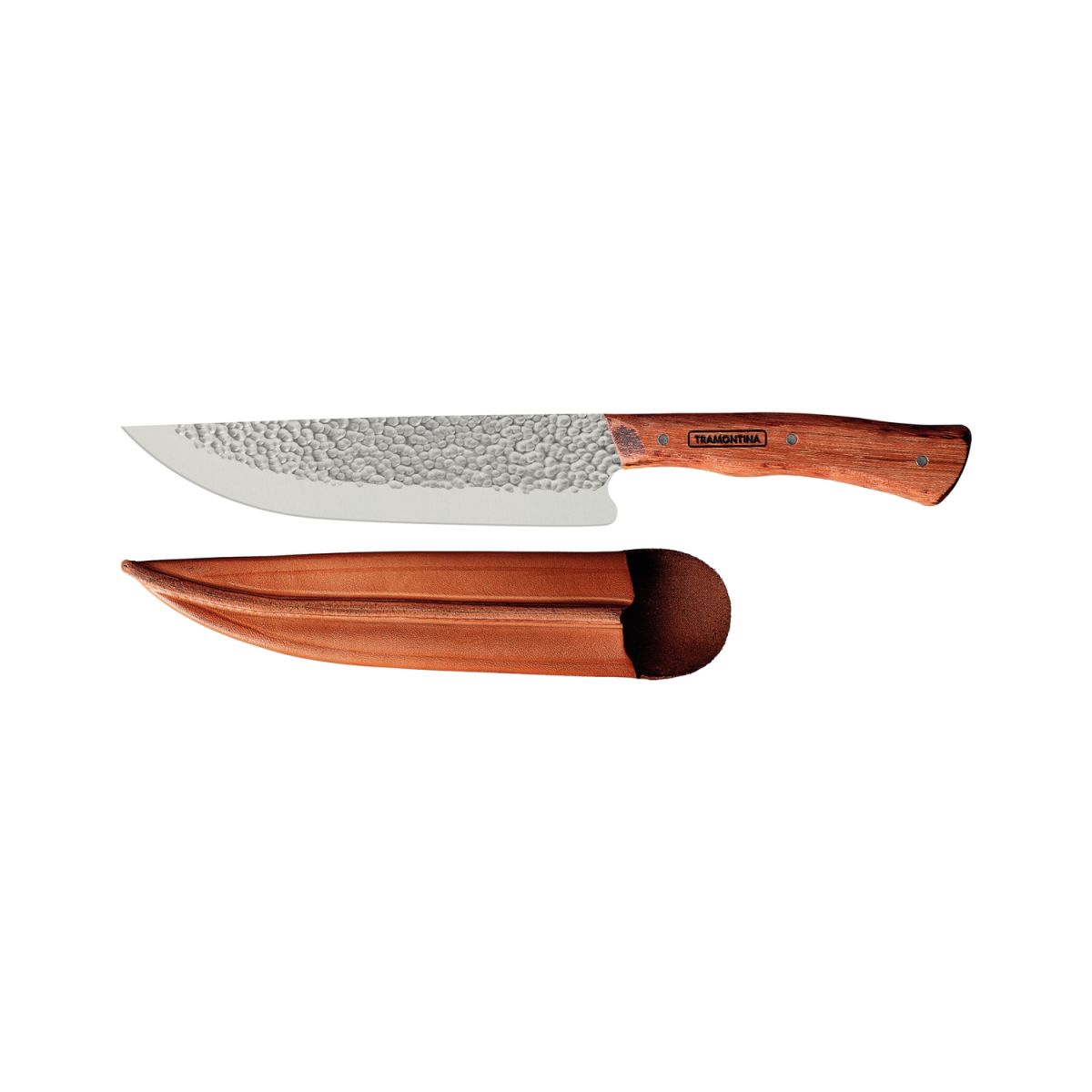 TRAMONTINA Fleischmesser Nomade mit Leder-Etui Klingenlänge 19 cm, 33.4 cm (L); silber/braun