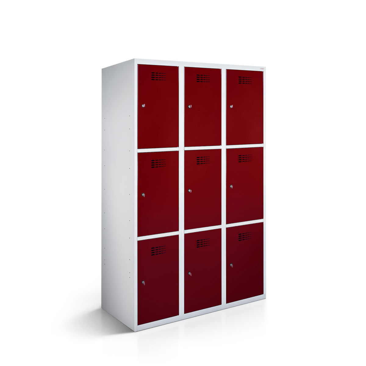 rotstahl Fächerschrank 9 Fächer mit lichtgrauem Korpus 90x50x180 cm (BxTxH); bordeaux
