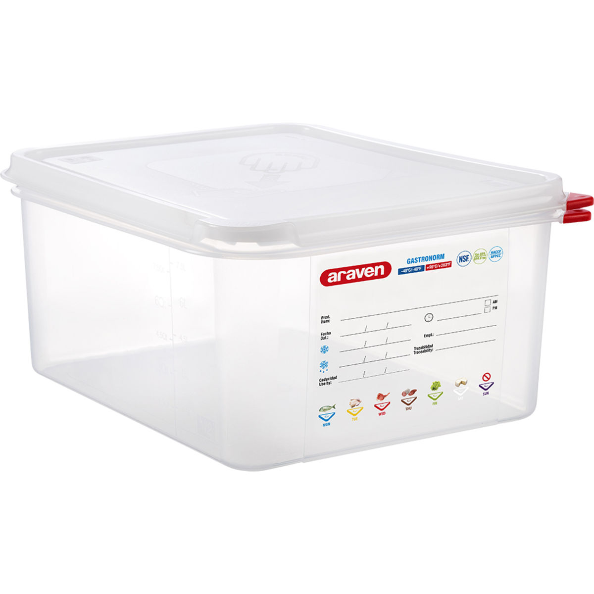 Araven Gastronormbehälter mit Deckel, Polypropylen GN 1/2, 10 l, 32.5x26.5x15 cm (LxBxT); transparent