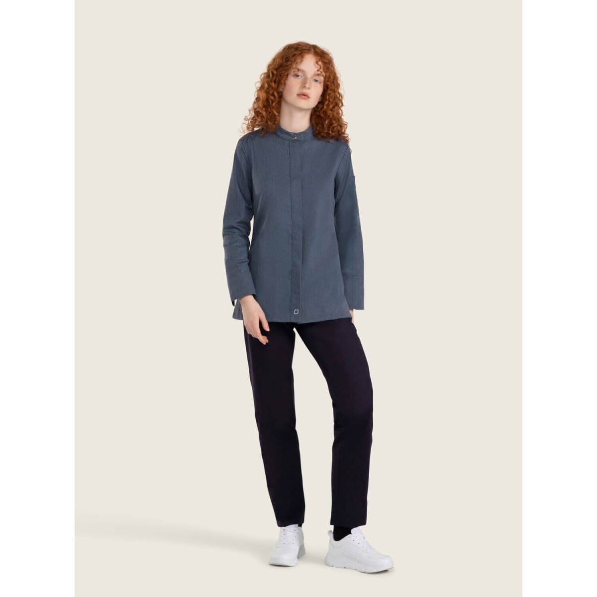 KAYA&KATO Kochjacke langarm ROHU Kleidergröße S; denim hell