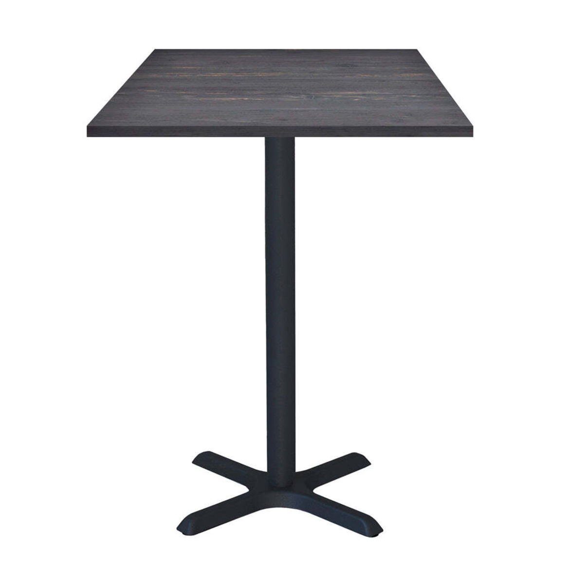 RestooTab Stehtisch Dina quadratisch - Dekor Holz & Uni 60x60x112 cm (LxBxH); Platte pinie grau/dunkelgrau, Gestell schwarz; quadratisch