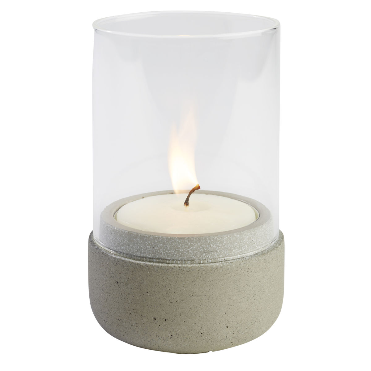 APS Windlicht ELEMENT; 7.5x13 cm (&Oslash;xH); beton/transparant; rond