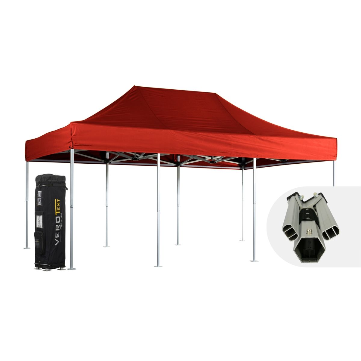 VeroTENT VeroTENT Faltpavillon 4x6m Luxea mit Dach 8 Standbeine 400x600x400 cm (LxBxH); rot
