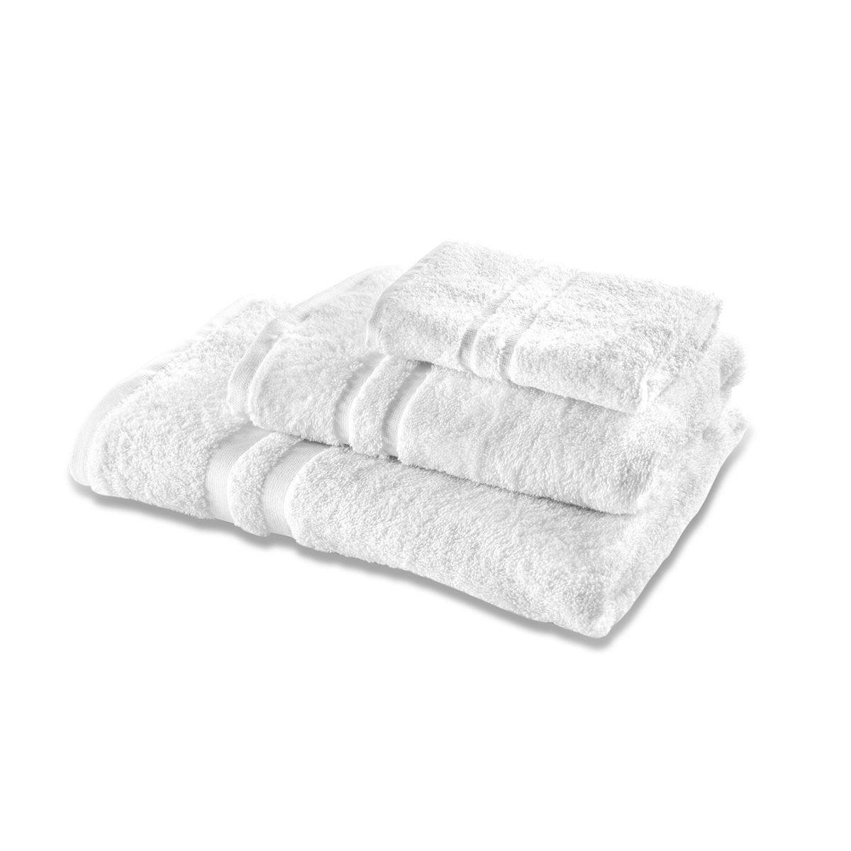 bertsch Hotelwäsche Handtuch Walkfrottee 380g/qm - 2 Streifenbordüre, 100% Baumwolle, Ringspinngarne, ca. 380 g/qm; 50x100 cm (BxL); weiß