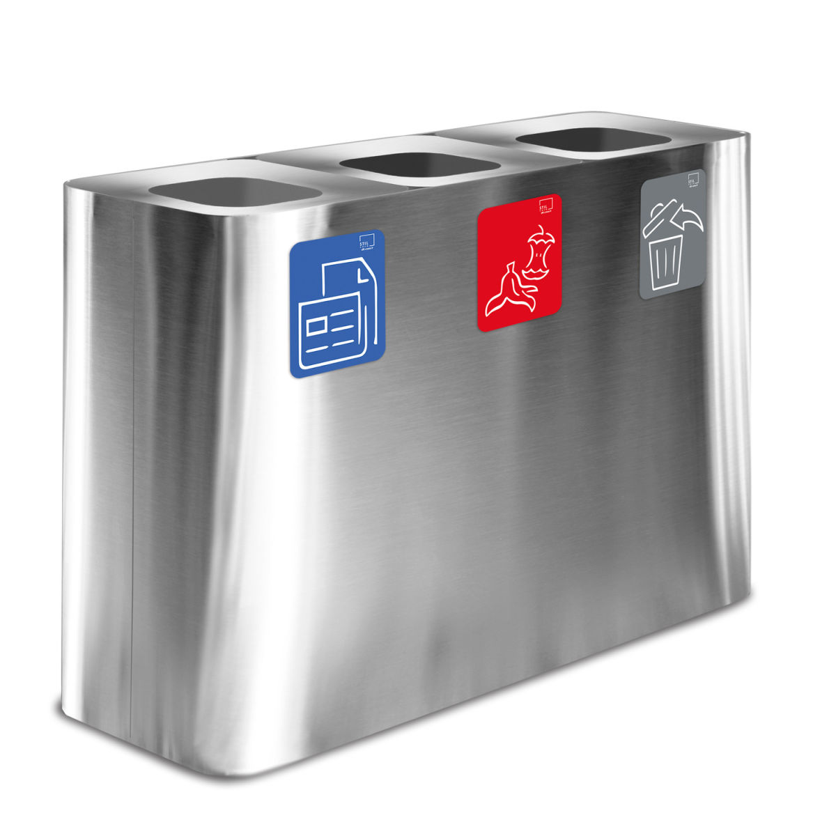 STIL CASA Stil Casa PURE Abfallsammelsystem, Edelstahl, Aluminium-Verbundabdeckung, satiniert. 240 l, 115x39x80.3 cm (LxBxH); silber; rechteckig