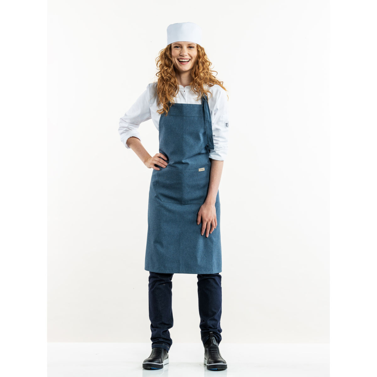 Chaud Devant Latzschürze Amar Blue Melee W75 – L90 90x75 cm (LxB); blau meliert