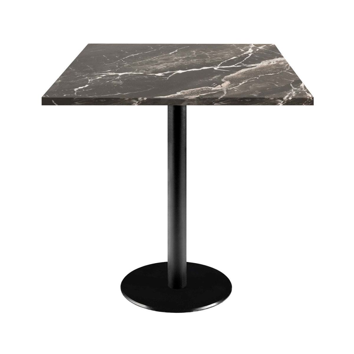 RestooTab Tisch Rome quadratisch - Dekor Stein 70x70x75 cm (LxBxH); Platte schwarz, Gestell schwarz; quadratisch
