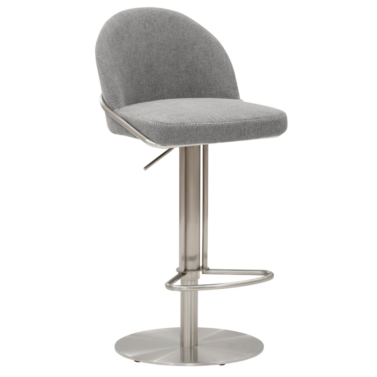 Mayer Sitzmöbel Barhocker höhenverstellbar Edelstahl gebürstet, Stoff 45x51x81 cm (BxTxH); Sitz hellgrau meliert, Gestell edelstahl