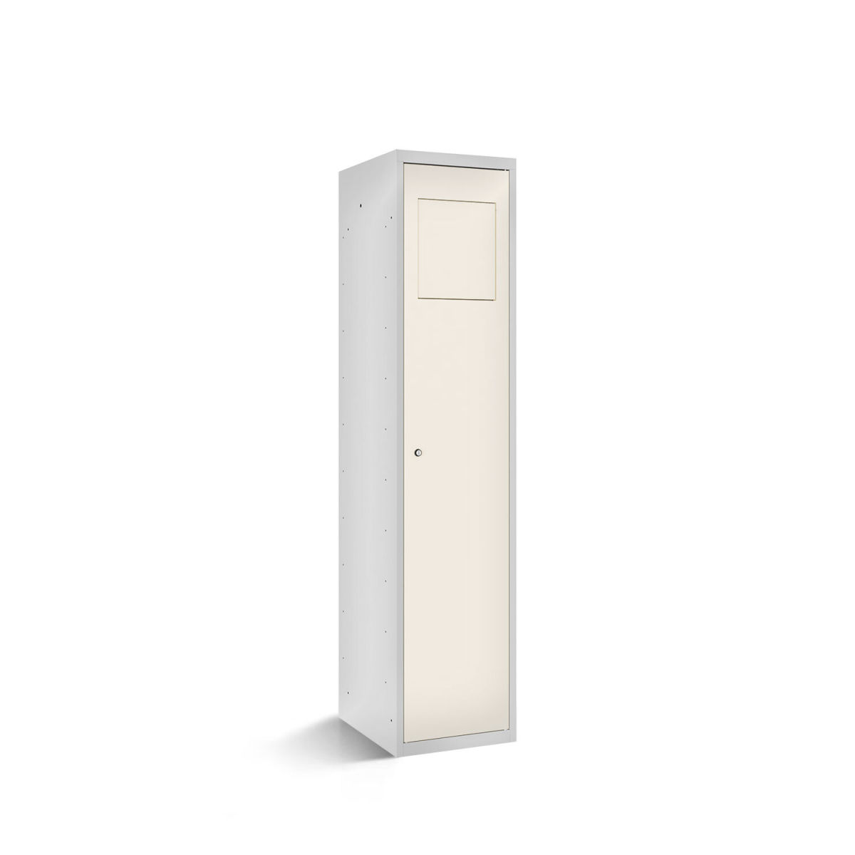 rotstahl Wäschesammelschrank mit Einwurfklappe mit lichtgrauem Korpus 40x50x180 cm (BxTxH); weiß