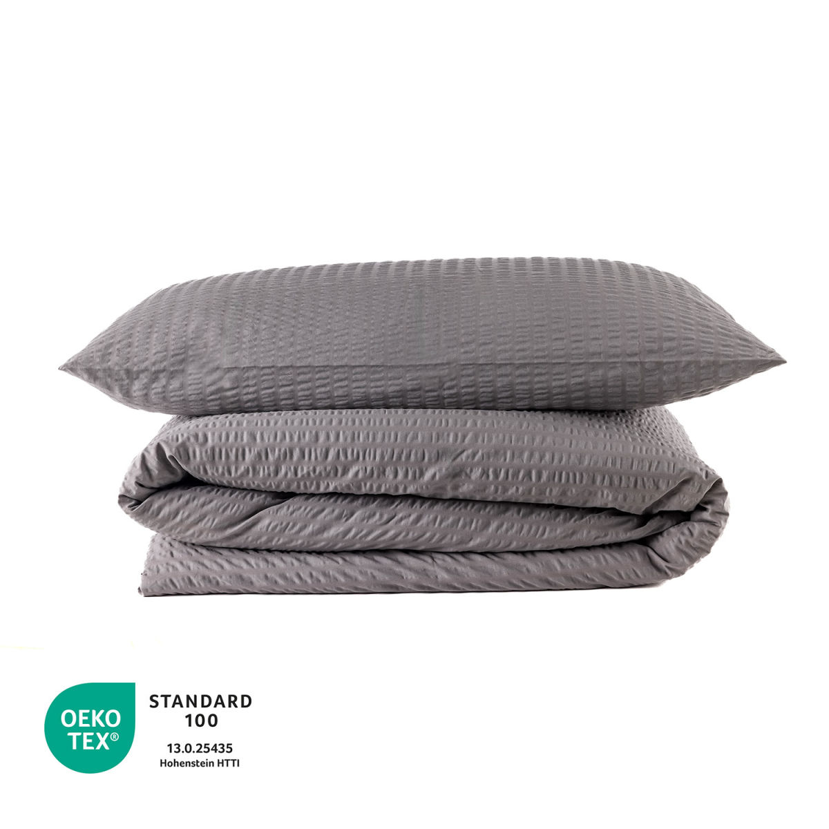 bertsch Hotelwäsche Garnitur Seersucker-Bettwäsche anthrazit 80/80 cm & 135/200 cm, bügelfrei, Baumwolle 80/80 cm & 135/200 cm, bügelfrei, Baumwolle; 135x200 cm (BxL), 80x80 cm (LxB); anthrazit