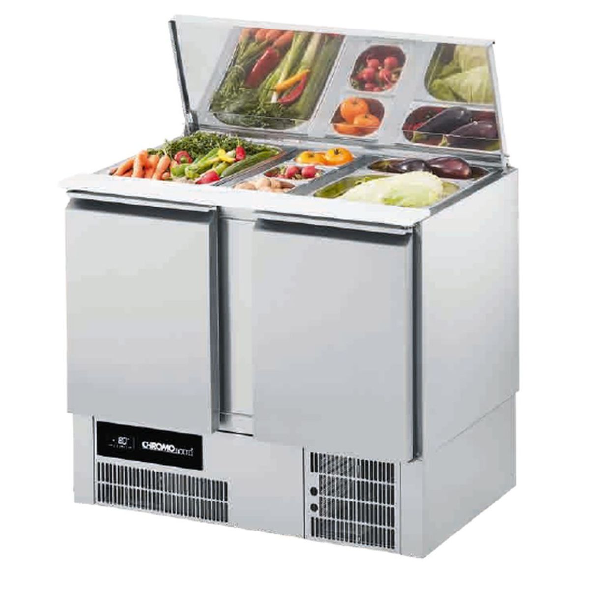 CHROMOnorm Saladette BR 795, GN 1/1, 2 Türen 95x112x68 cm (BxHxT); grau