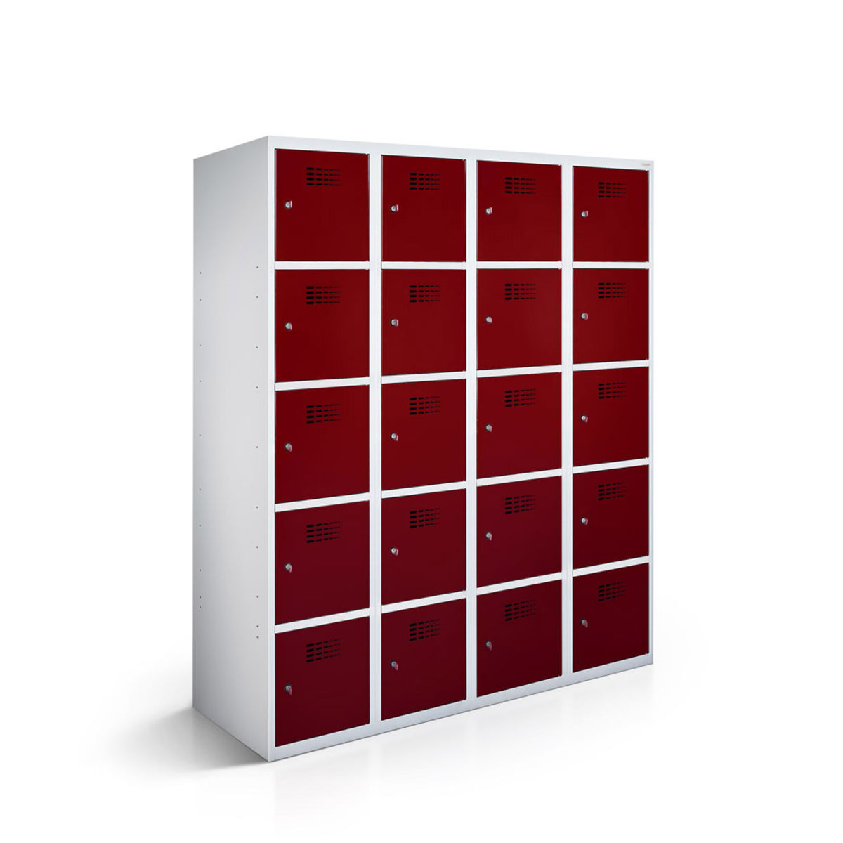 rotstahl Fächerschrank 20 Fächer mit lichtgrauem Korpus 120x50x180 cm (BxTxH); bordeaux