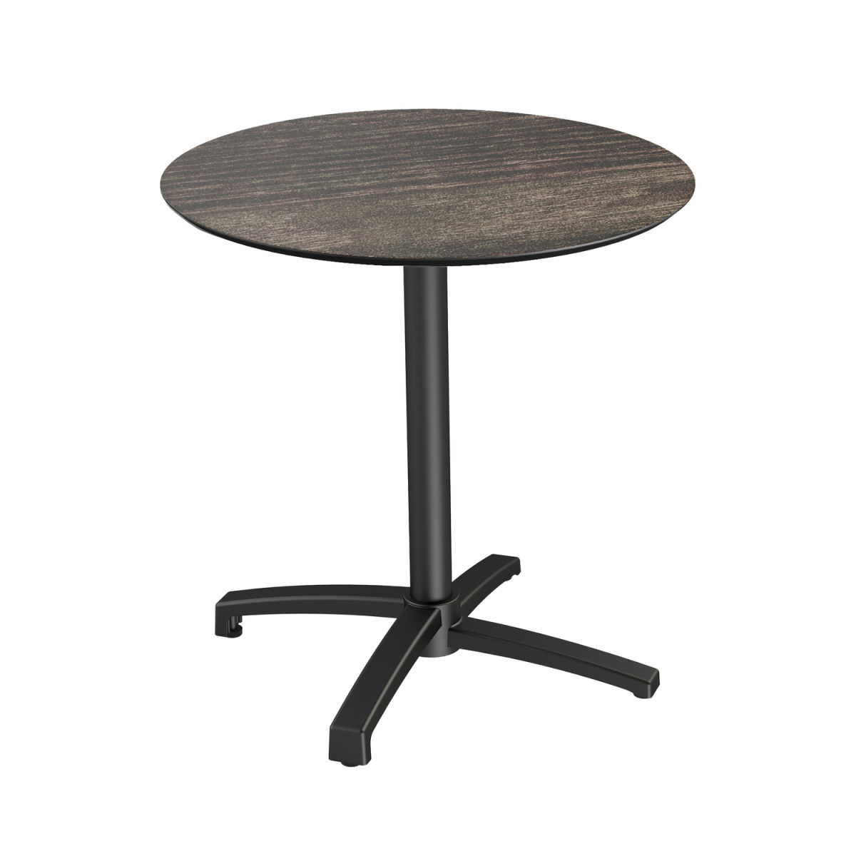 Feros Terrassentisch X Cross Schwarz Gestell + HPL rund 74 cm (H); dunkelbraun; rund