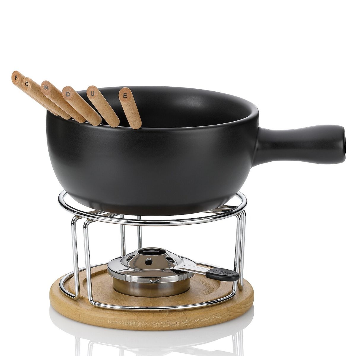 kela Käsefondue-Set NATURA 10-tlg. feuerfeste Keramik-Fonduepfanne Fondue 19 cm (H); schwarz