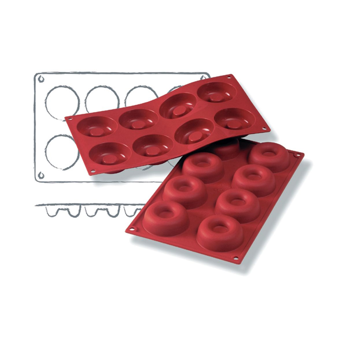 Schneider Silikon-Backform 50 ml, 30x17.5x6.5x2.1 cm (LxBxØxH); rot
