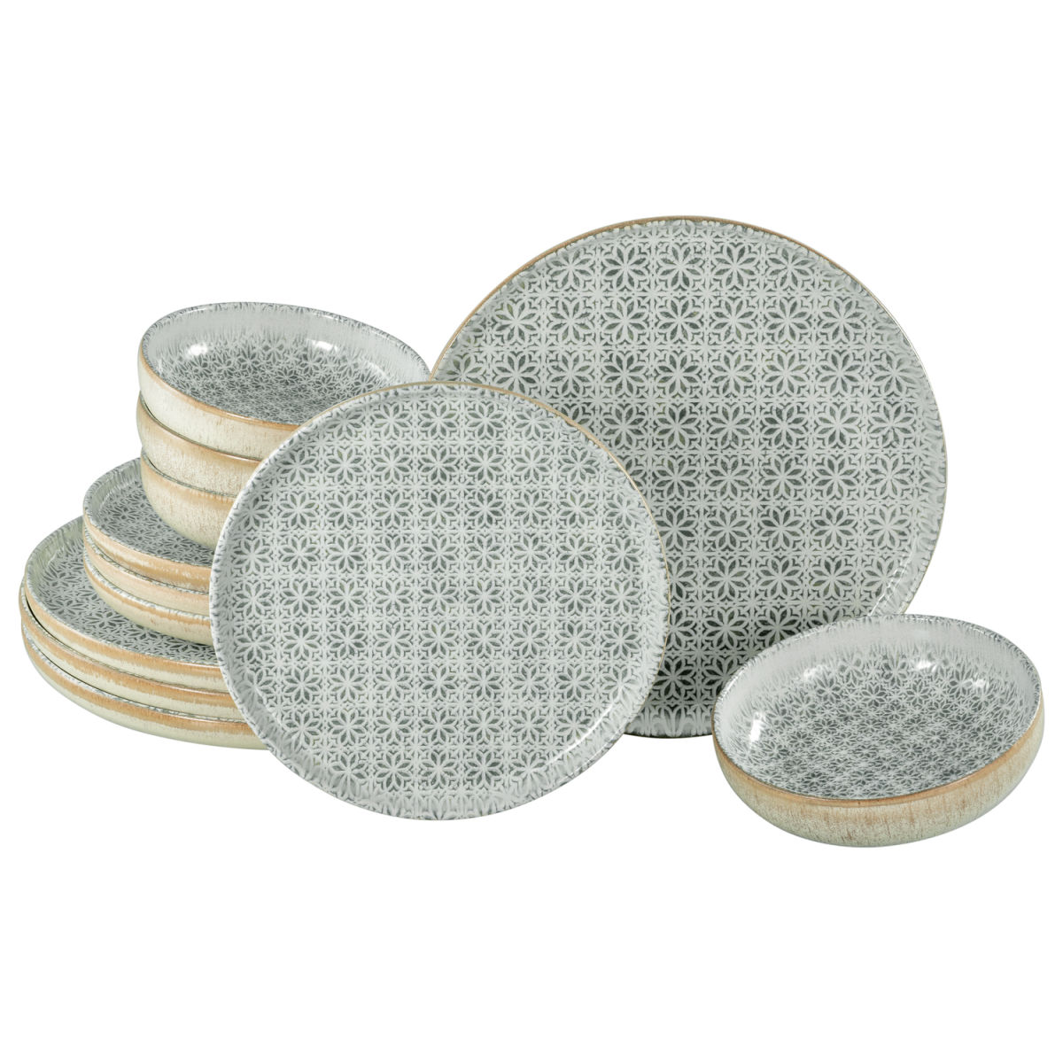 Uno Emiliana - Set di piatti 12 pezzi CreaTable; grigio
