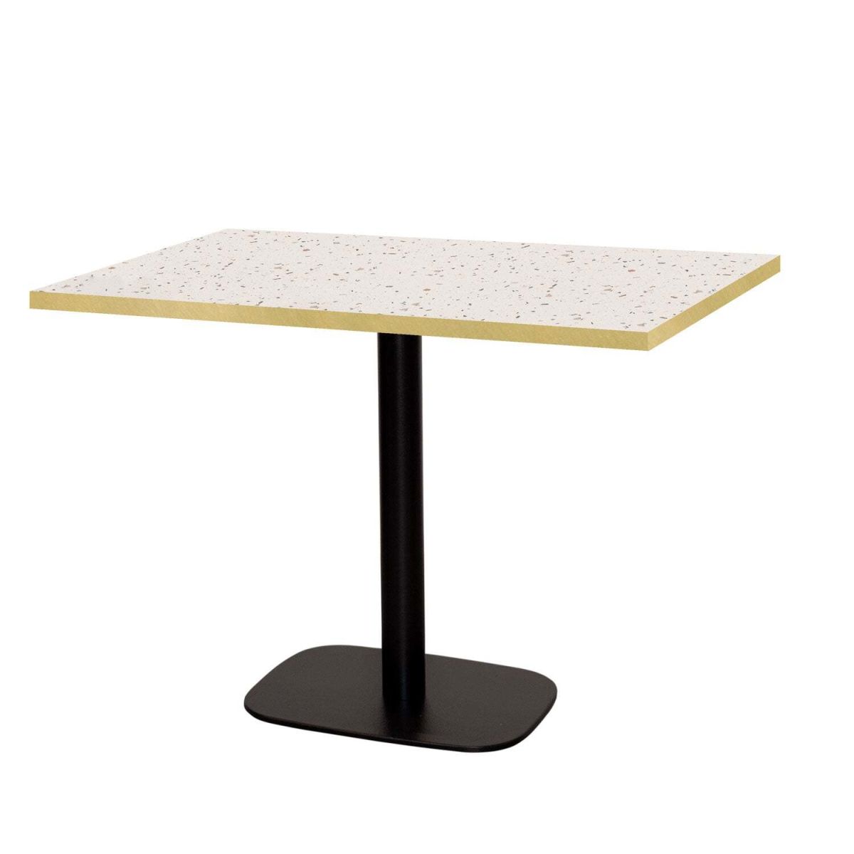 RestooTab Tisch Round rechteckig - Kanten messingfarben 120x70x75 cm (LxBxH); Platte terrazzo, Gestell schwarz; rechteckig