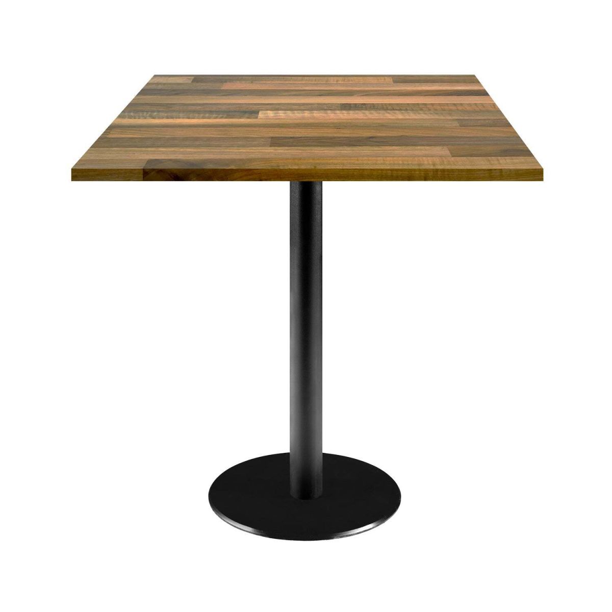 RestooTab Tisch Rome quadratisch - Dekor Holz 70x70x75 cm (LxBxH); Platte eiche/dunkelbraun, Gestell schwarz; quadratisch