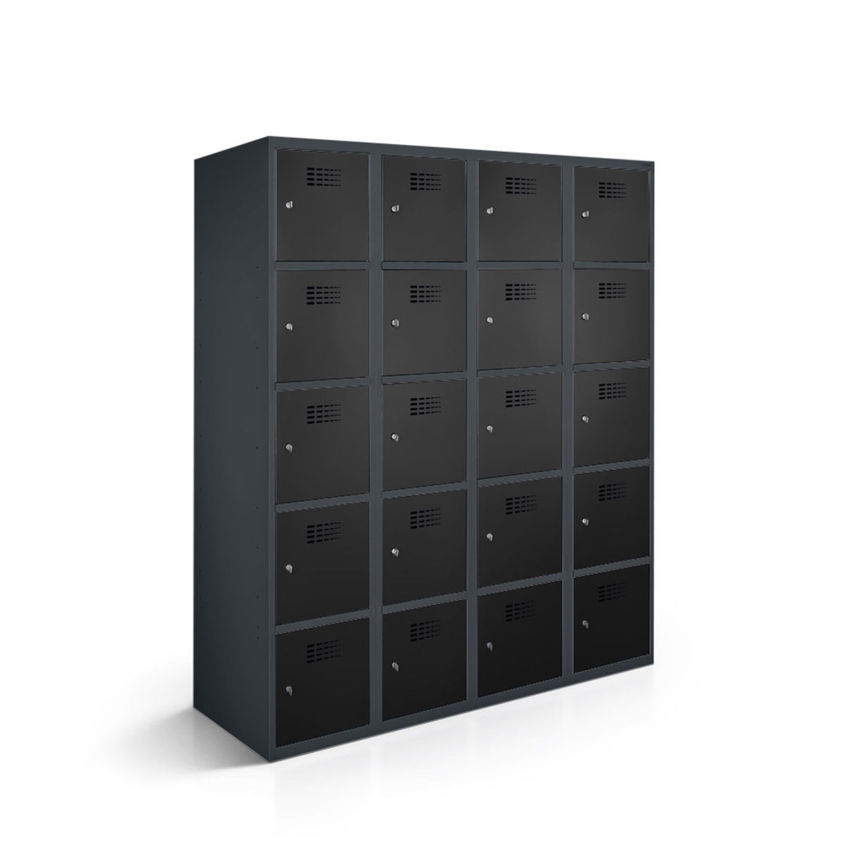 rotstahl Fächerschrank 20 Fächer mit anthrazitgrauem Korpus 120x50x180 cm (BxTxH); schwarz