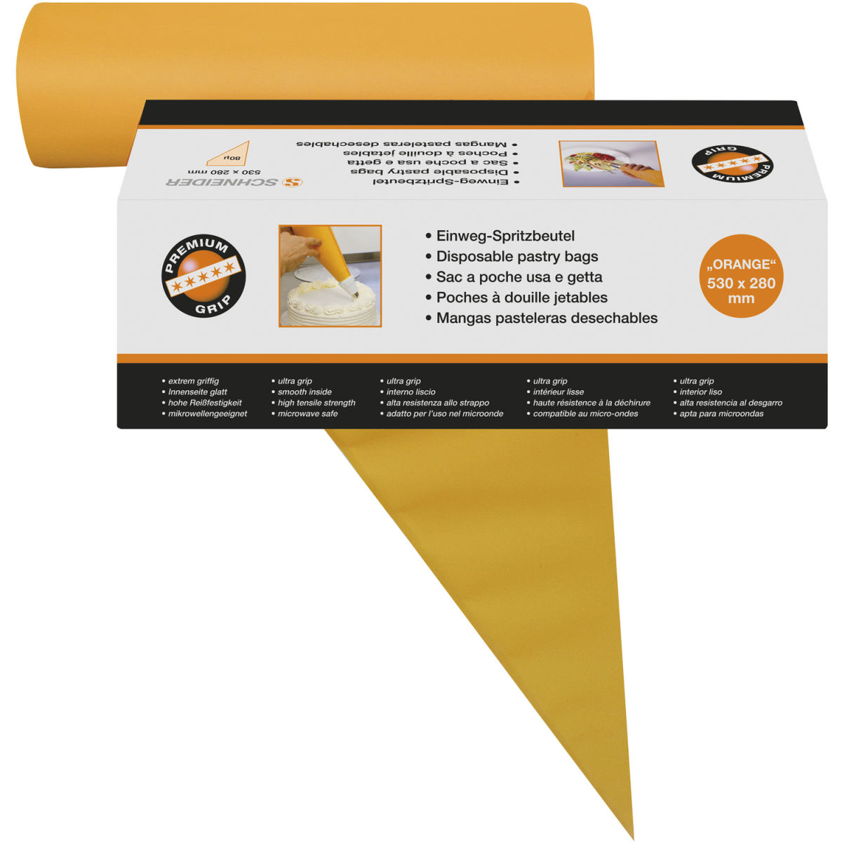 Schneider Einweg-Spritzbeutel 53x28 cm (LxB); orange; 100 Stück / Pack