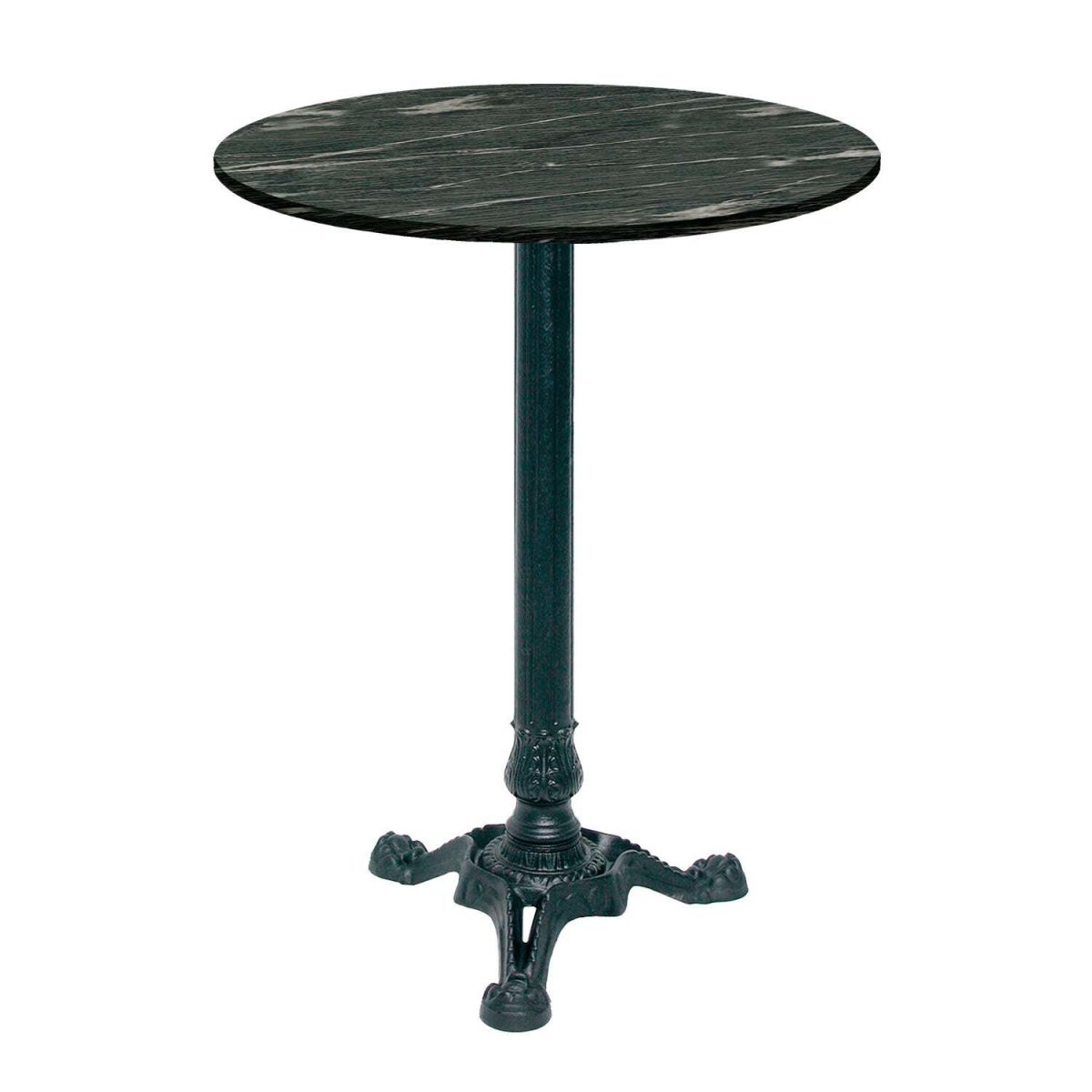RestooTab Stehtisch Bistrot rund - Dekor Stein & Holz 60x60x113x60 cm (LxBxHxØ); dunkelgrau/marmoriert; Gestell schwarz; rund
