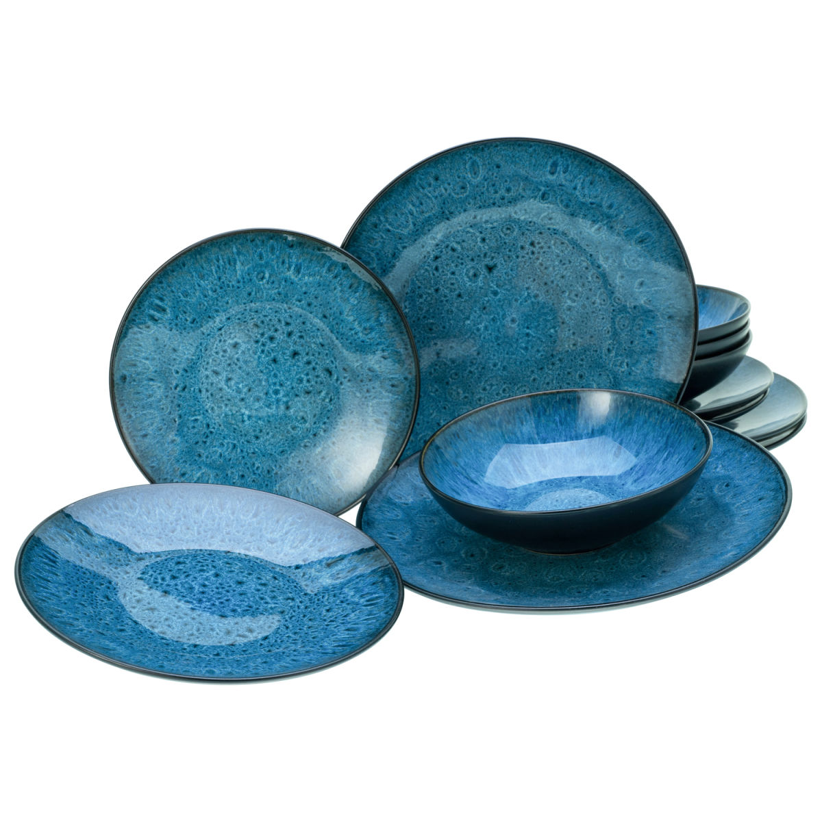 Capri - set di piatti 12 pz CreaTable; blu