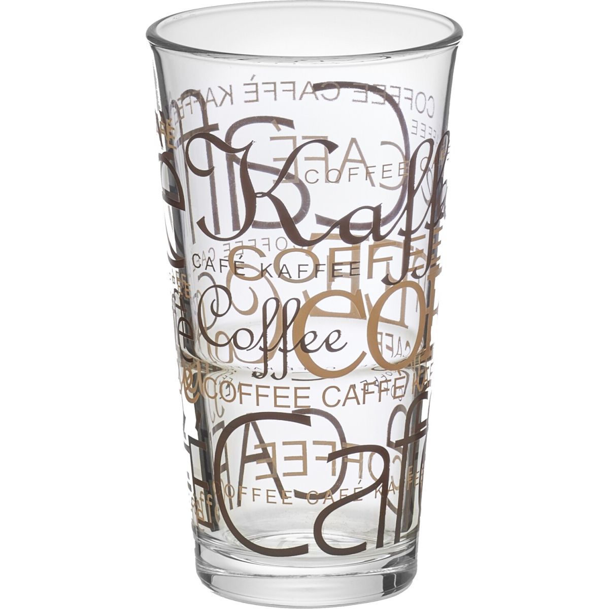 Bormioli Rocco Longdrinkbecher Latte Macchiato Dekor Coffee 37 cl 370 ml, 7.8x14.5 cm (ØxH); transparent/braun/beige; 12 Stück / Pack