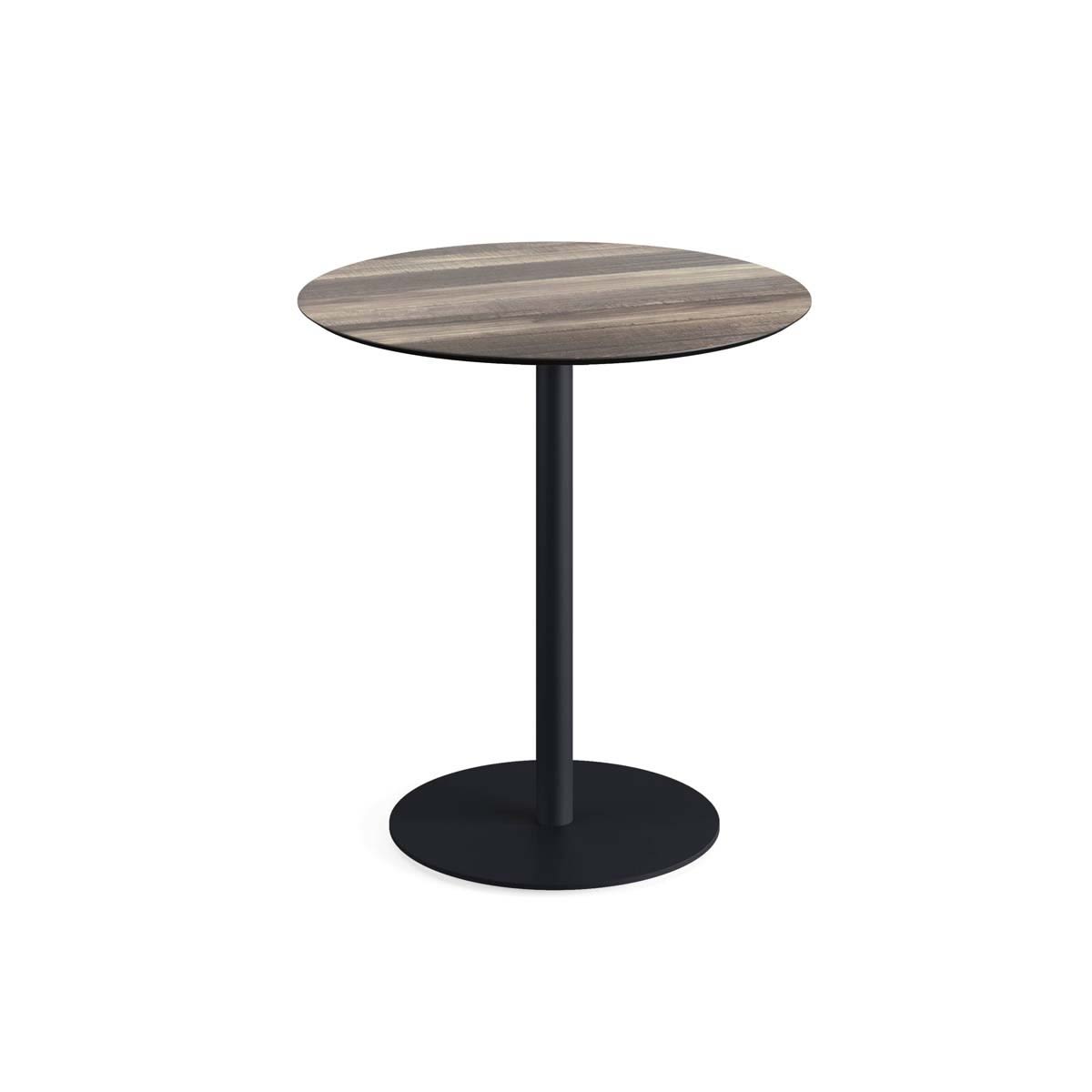 Feros Terrassentisch Urban Schwarz Gestell + HPL rund 73.2x70 cm (HxØ); hellbraun; rund