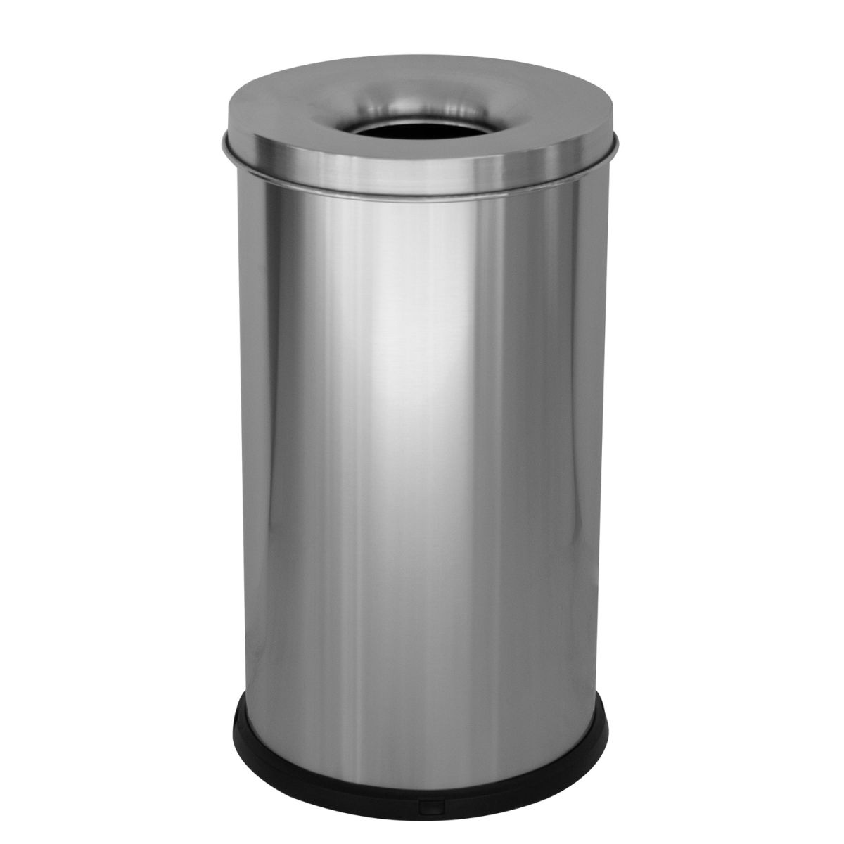 STIL CASA Stil Casa selbstlöschender Abfalleimer, Edelstahl, bodenschonender Kunststoffbodenrand, satiniert. 75 l, 39.7x39.7x38x70.5 cm (LxBxØxH); silber