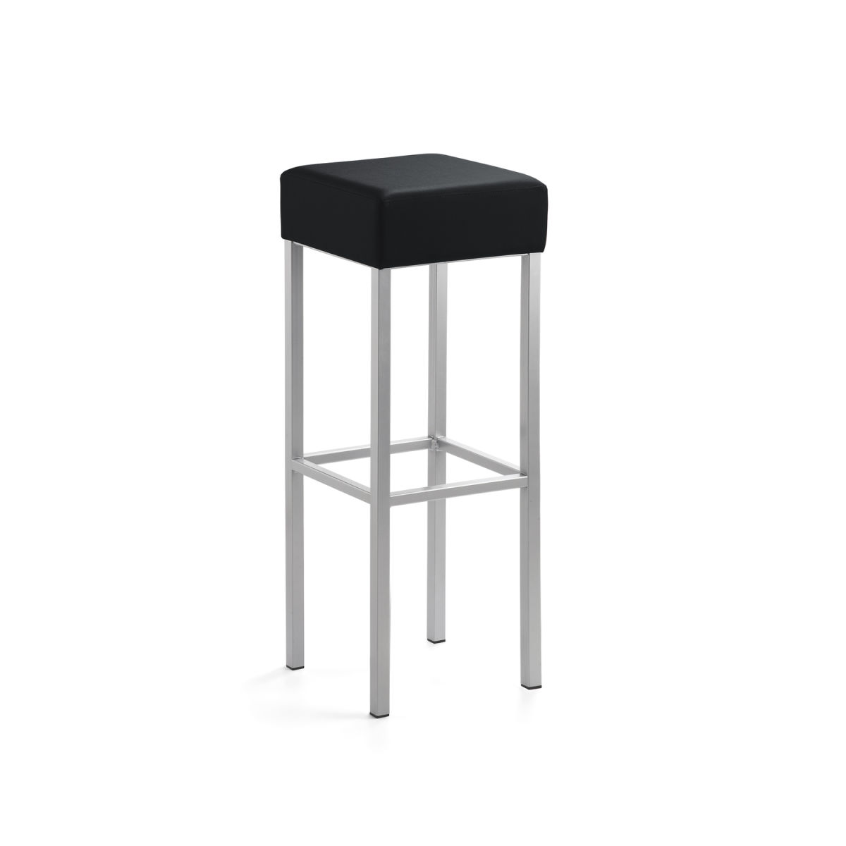 Mayer Sitzmöbel Extra-hoher Barhocker 89 cm, Vierfuß, Bezug Kunstleder 34x34x92 cm (BxTxH); Sitz schwarz, Gestell silber