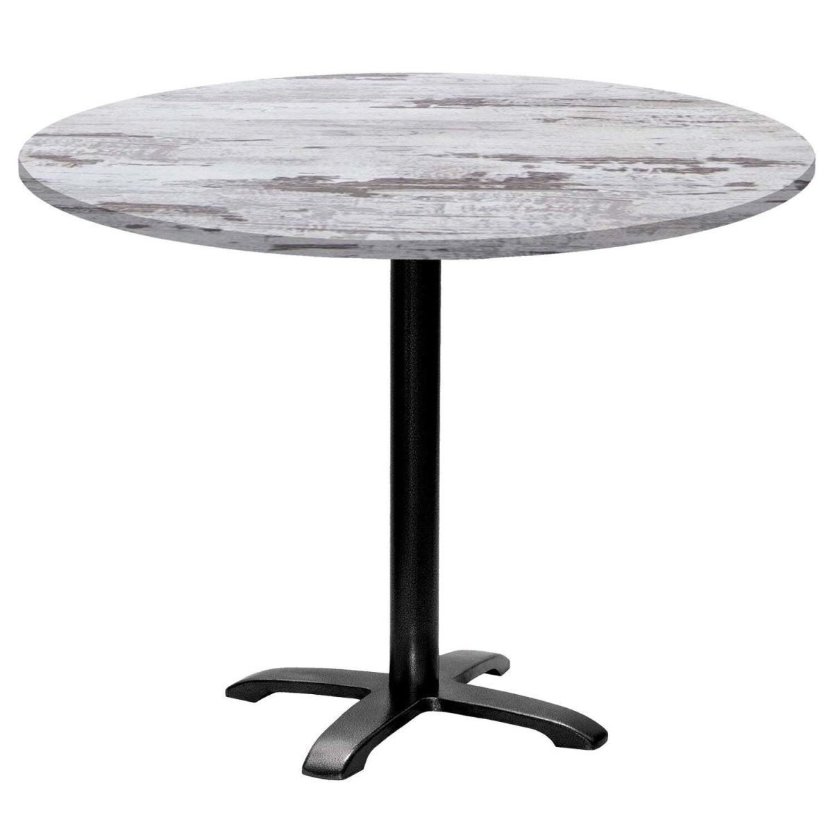 RestooTab Tisch Bazila rund - Dekor Holz 74x110 cm (HxØ); Platte eiche/weiß, Gestell schwarz; rund