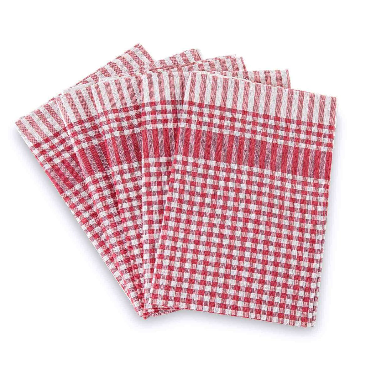 bertsch Hotelwäsche 5er Set Geschirrtücher, kariert 50x70 cm (BxL); rot; 5 Stück / Pack