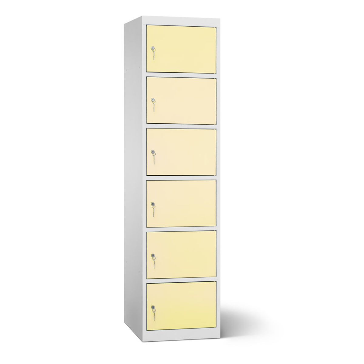 rotstahl Akku-Ladeschrank 6 Fächer mit lichtgrauem Korpus 45x180 cm (BxH); elfenbein