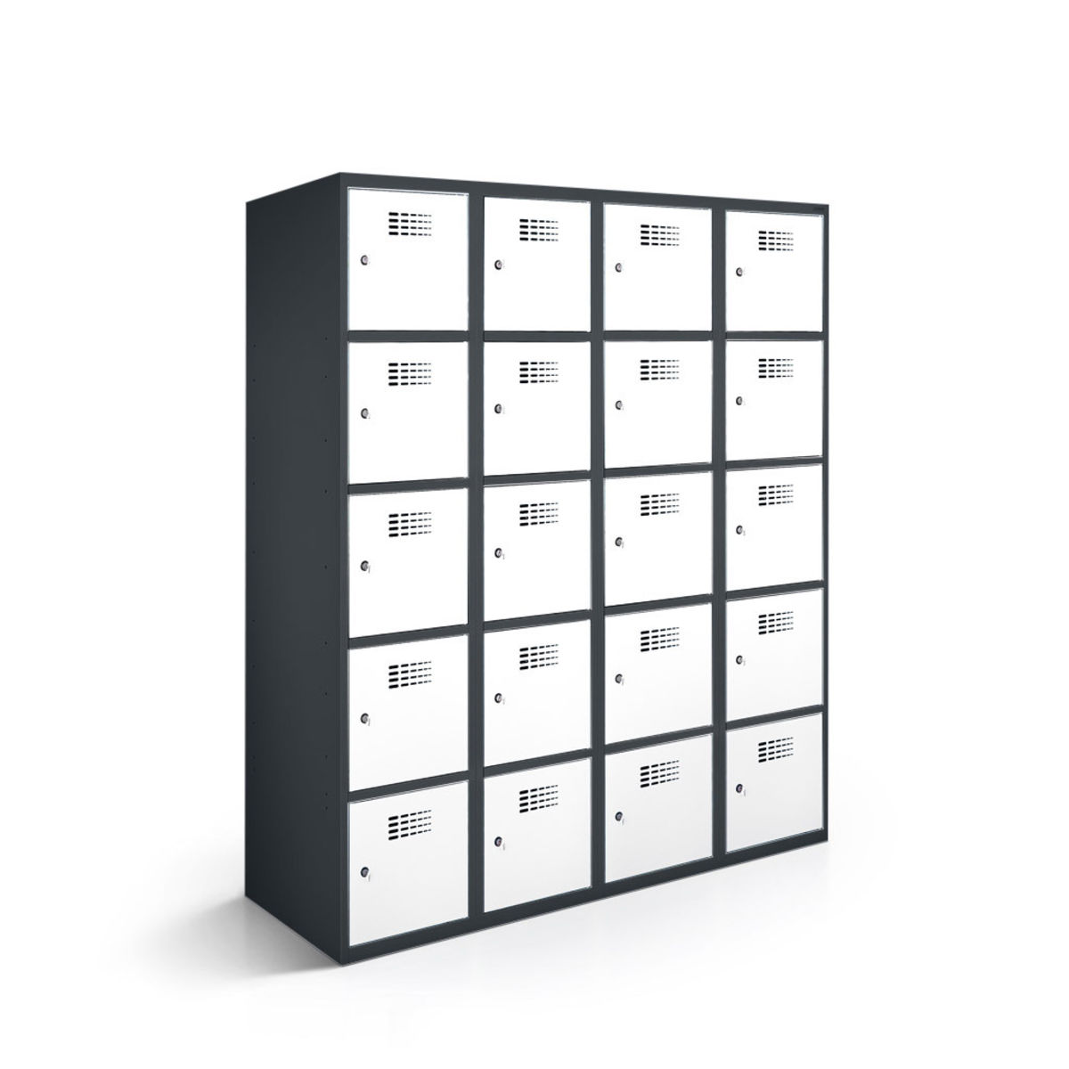 rotstahl Fächerschrank 20 Fächer mit anthrazitgrauem Korpus 120x50x180 cm (BxTxH); weiß