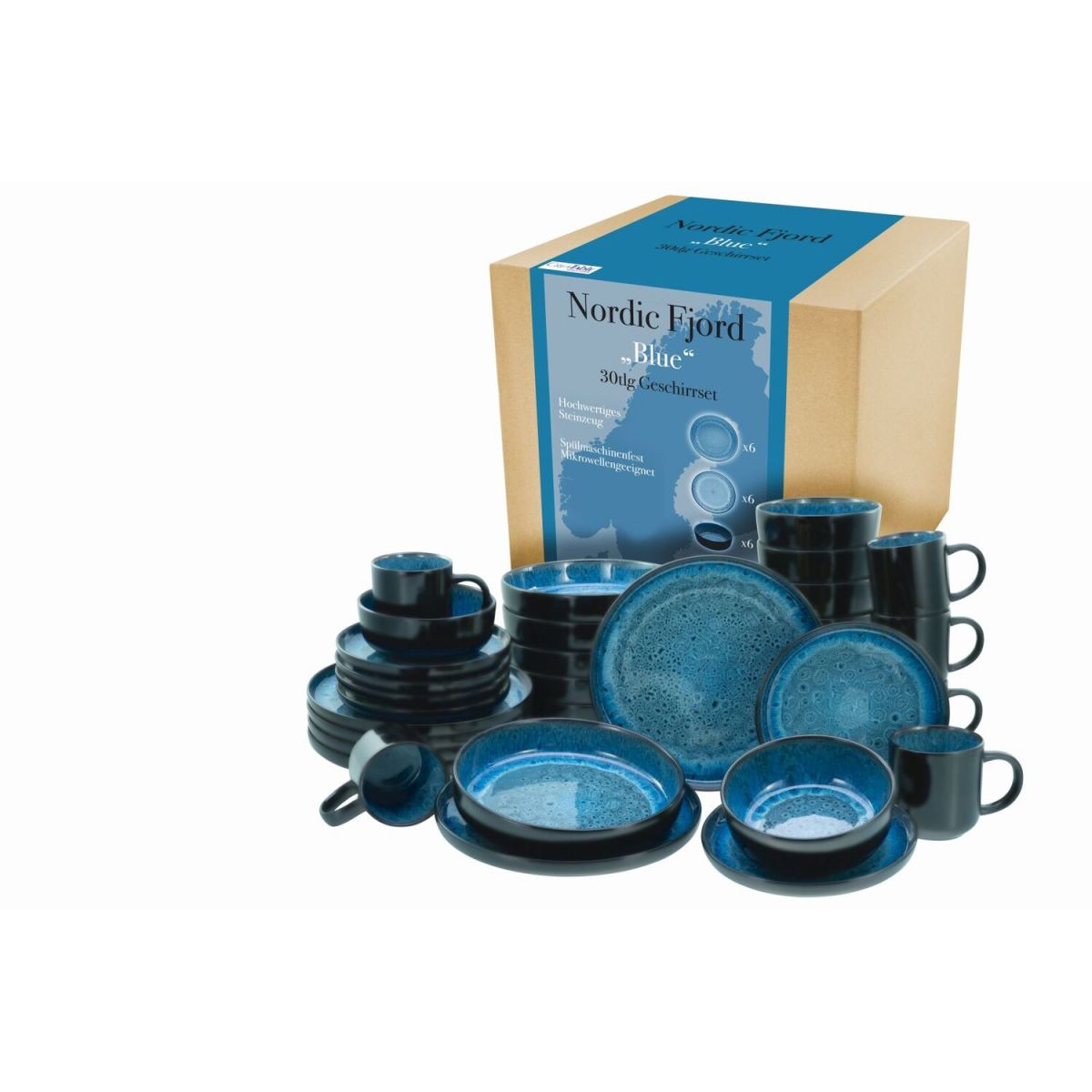 Nordic Fjord - Servizio da tavola da 30 pezzi CreaTable; blu