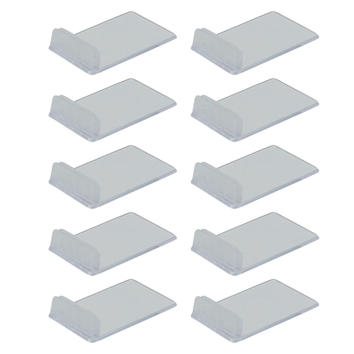 Set di 10 Porta Etichette in Acrilico - Trasparente - Supporto verticale da superficie orizzontale (Etichette non incluse) Securit; 4x1 cm (LxH); argento