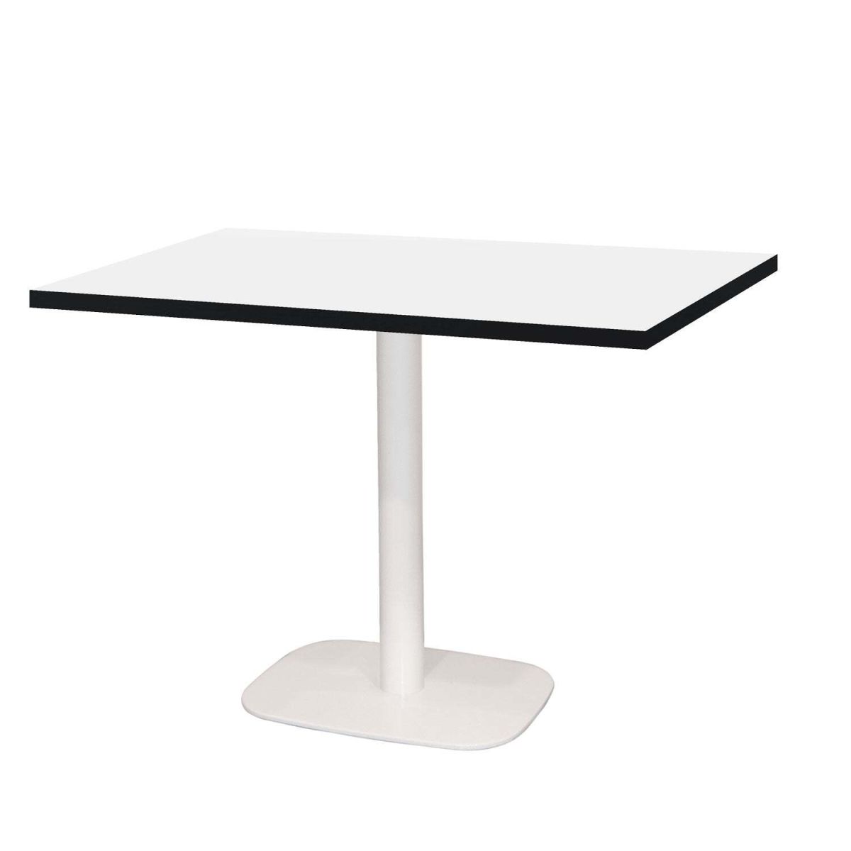 RestooTab Tisch Round rechteckig Gestell weiß - Dekor Holz & Uni 120x70x75 cm (LxBxH); Platte weiß, Gestell weiß; rechteckig