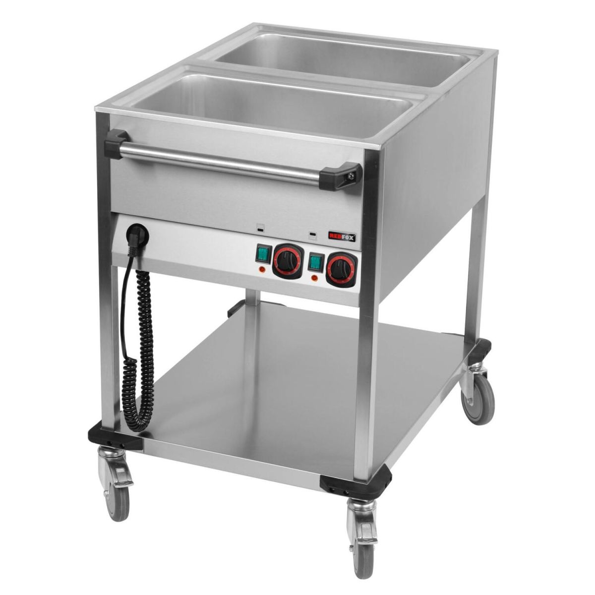 A&S Polarny Bain-Marie-Wagen-Fahrbar 2x GN 1/1 65x90x90 cm (BxHxT); edelstahl