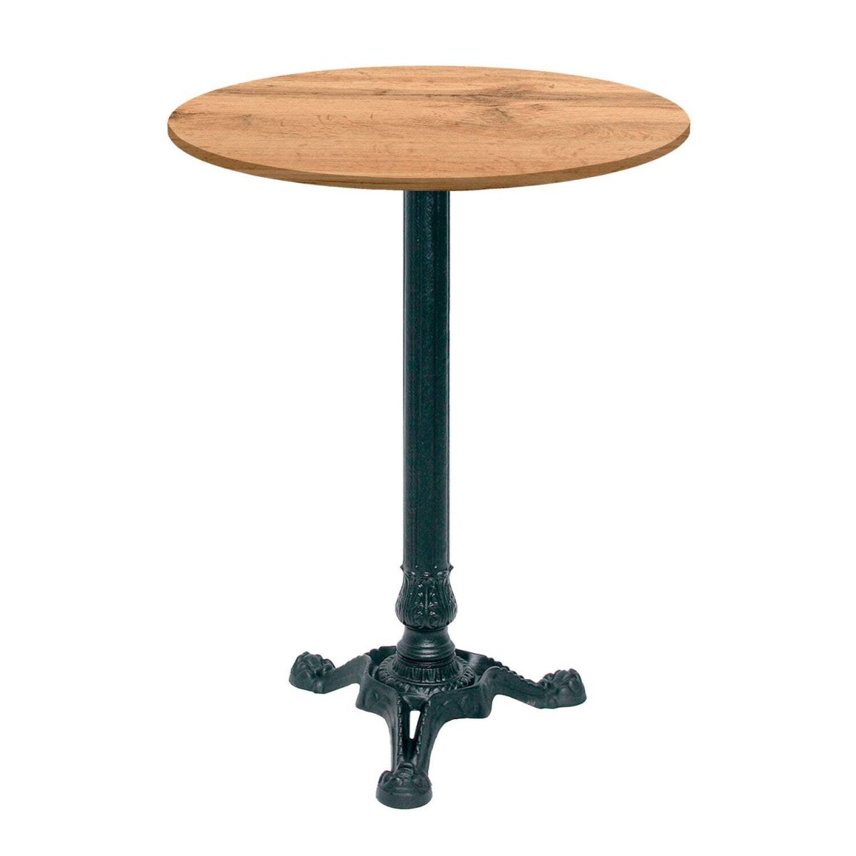 RestooTab Stehtisch Bistrot rund - Dekor Stein & Holz 60x60x113x60 cm (LxBxHxØ); eiche; Gestell schwarz; rund