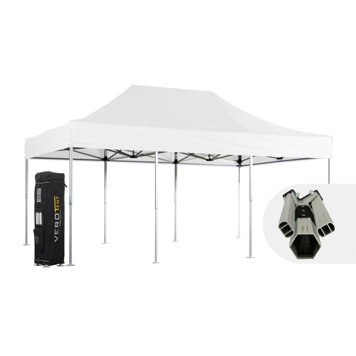 VeroTENT VeroTENT Faltpavillon 4x6m Luxea mit Dach 4 Standbeine 400x600x400 cm (LxBxH); weiß