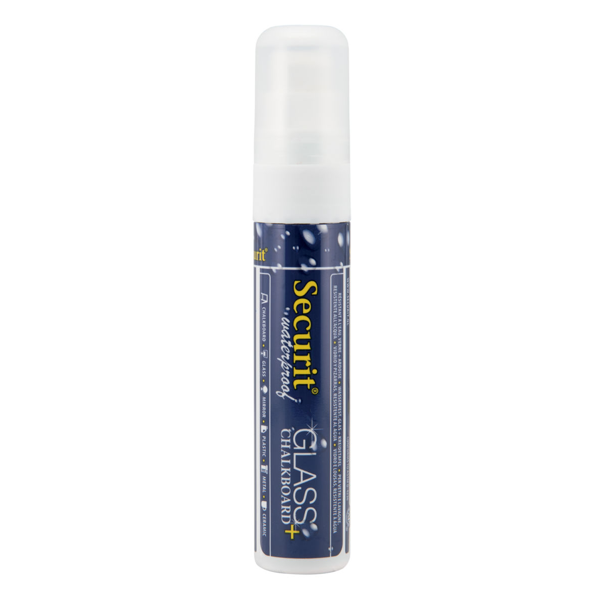 Set 2 Pennarelli a gesso liquido Waterproof Punta rettangolare 7-15mm Securit; 2.7 cm (L), lunghezza carattere 27 mm; bianco