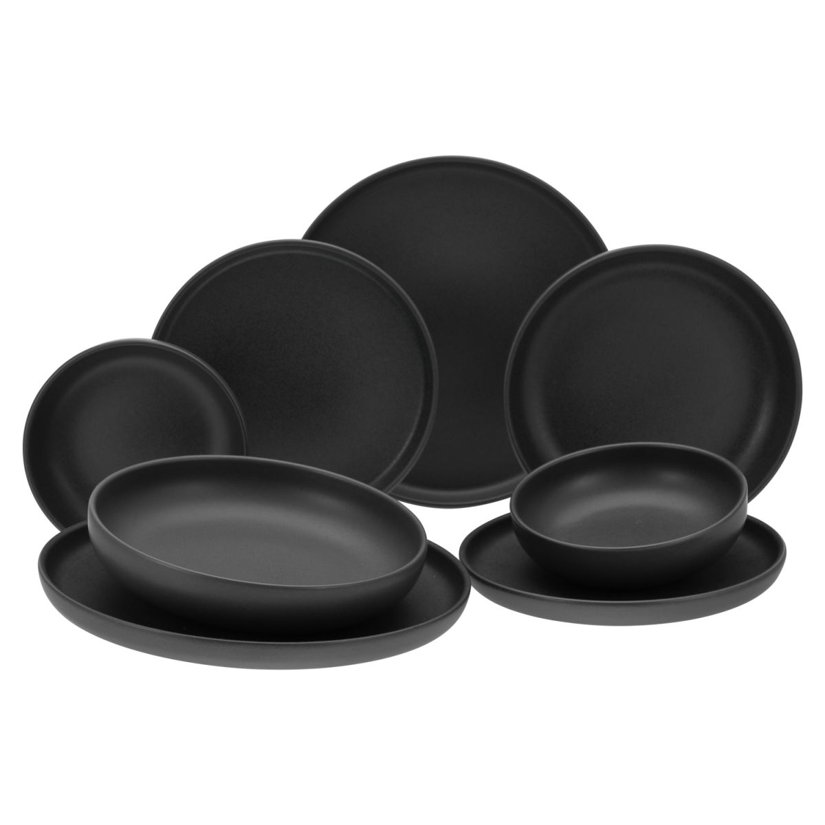 Uno nero - set di piatti 8 pz CreaTable; nero