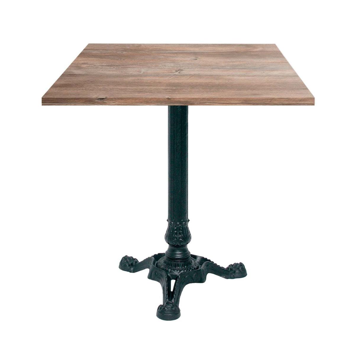 RestooTab Tisch Bistrot quadratisch - Dekor Stein & Holz 70x70x75 cm (LxBxH); eiche/grau; Gestell schwarz; quadratisch